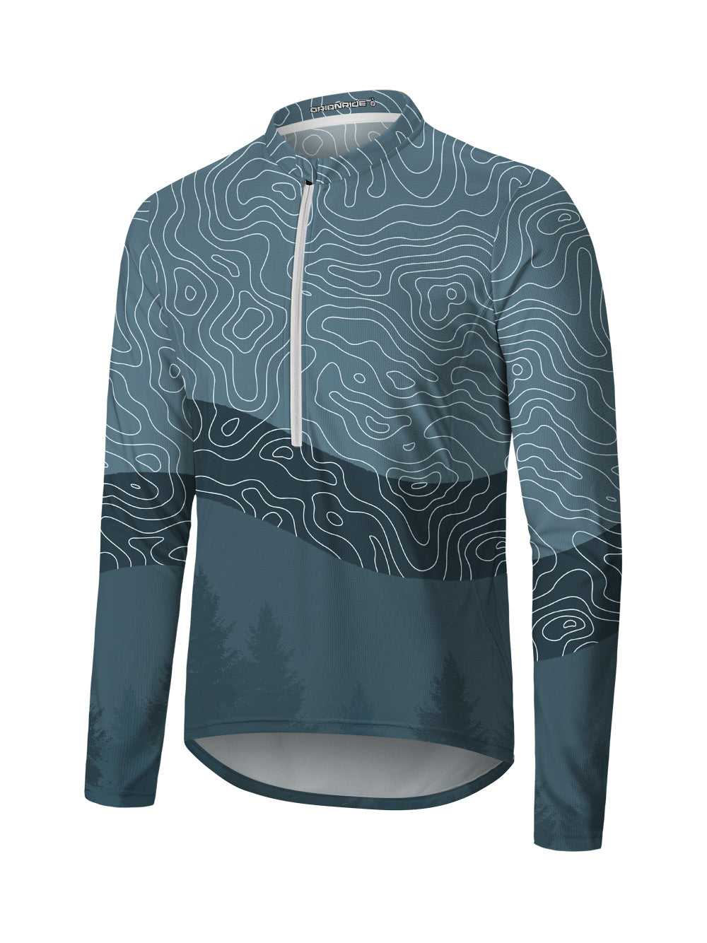 Orionride Challenging Contour Lines Long Sleeve Half Zipper Mountain Bike Jersey
