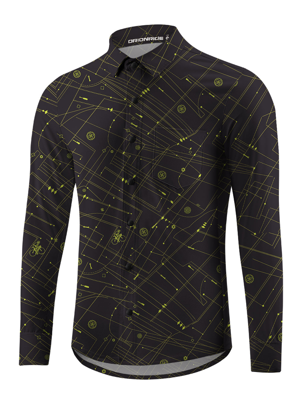Orionride Golden Lines Men's Stretchy Breathable Long Sleeve Gravel Shirt