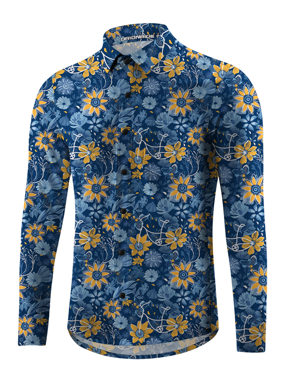 Orionride Flower Paradise Men's Stretchy Breathable Long Sleeve Gravel Shirt