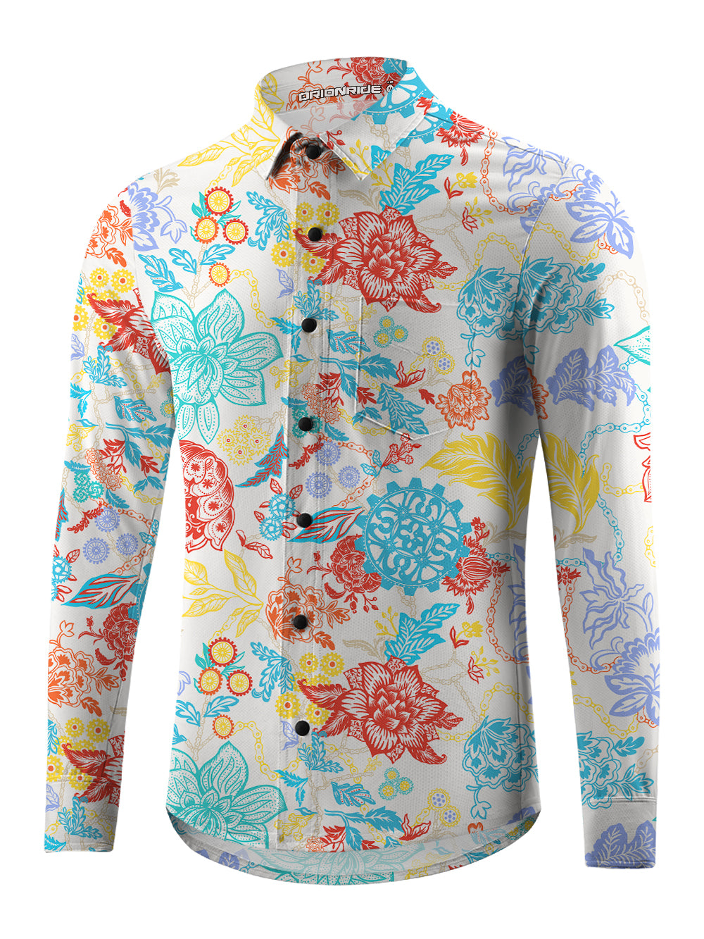 Orionride Tranquil Garden Men's Stretchy Breathable Long Sleeve Gravel Shirt