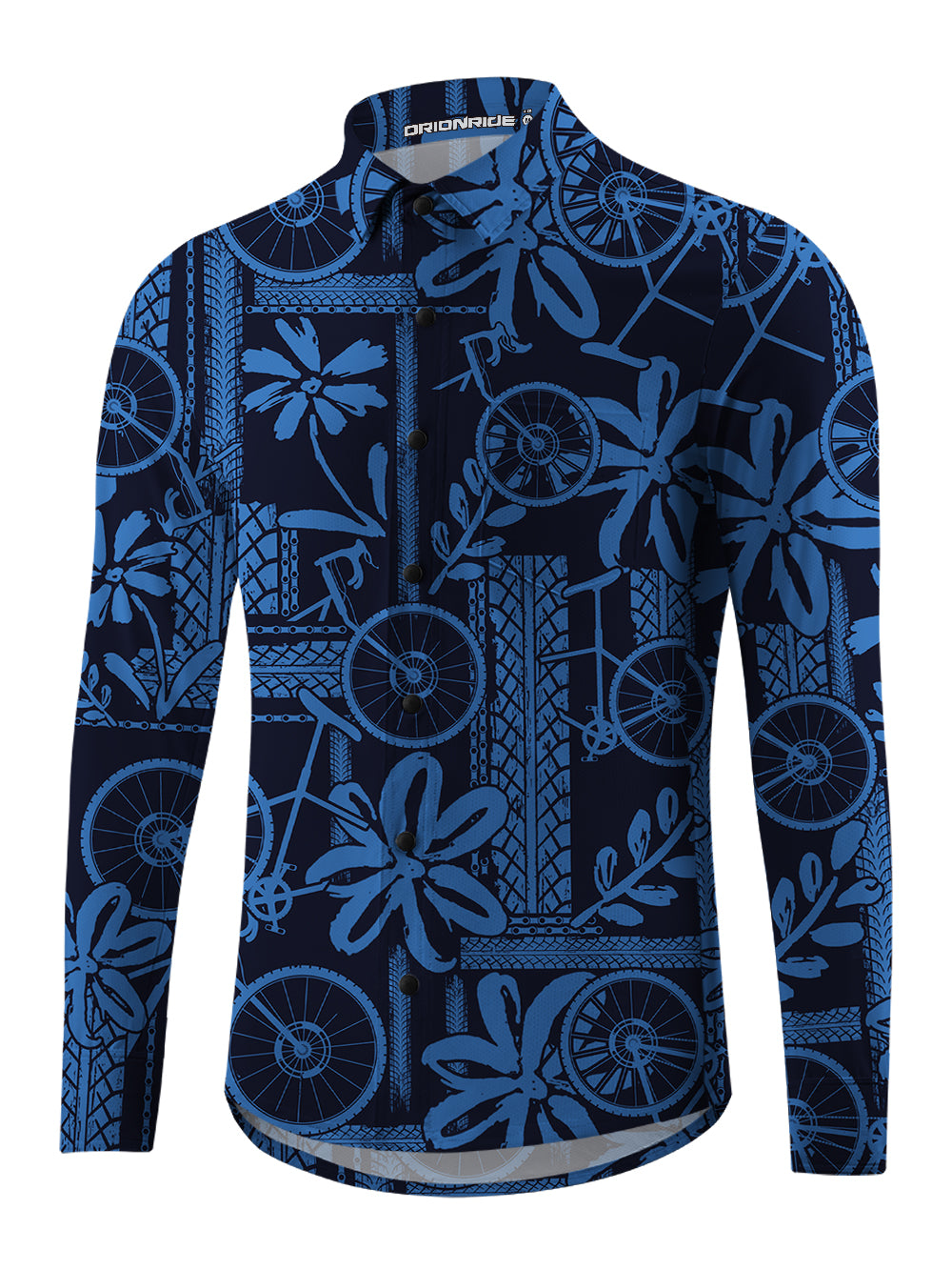 Orionride Wheel Marks Men's Stretchy Breathable Long Sleeve Gravel Shirt