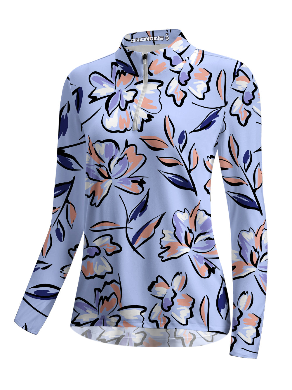 Orionride Lilac Floral Women's Quarter Zipper Long Sleeve Jersey