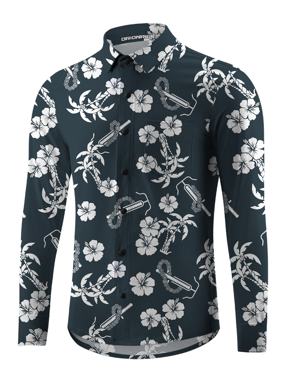 Orionride Wheel Garlands Men's Stretchy Breathable Long Sleeve Gravel Shirt
