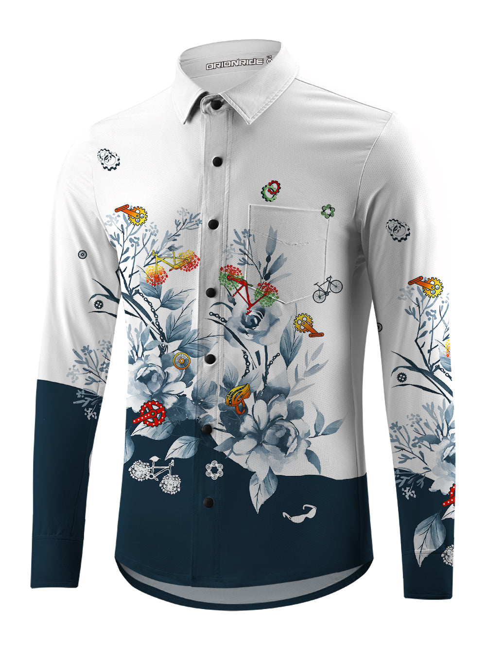 Orionride Ink Painting Men's Stretchy Breathable Long Sleeve Gravel Shirt