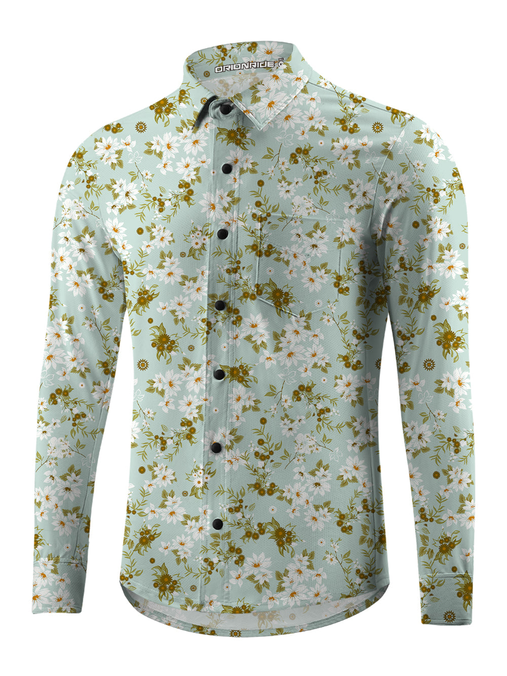 Orionride Blooming Flowers Men's Stretchy Breathable Long Sleeve Gravel Shirt