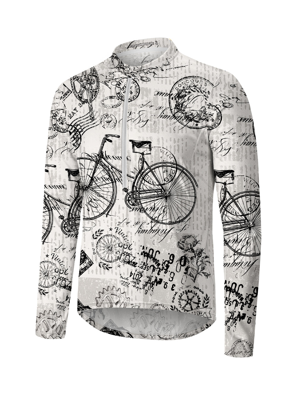 Orionride Nostalgic Bicycle Long Sleeve Half Zipper Mountain Bike Jersey