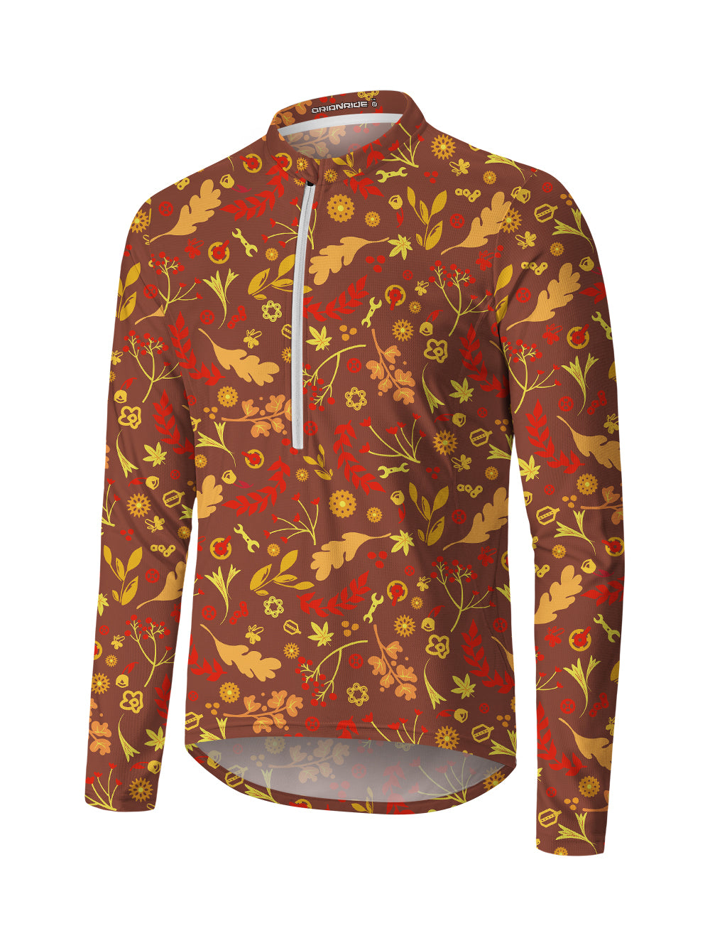Orionride Passionate Red Gear Long Sleeve Half Zipper Mountain Bike Jersey