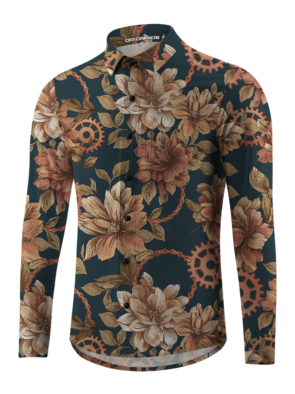 Orionride Memory Of Flowers Men's Stretchy Breathable Long Sleeve Gravel Shirt