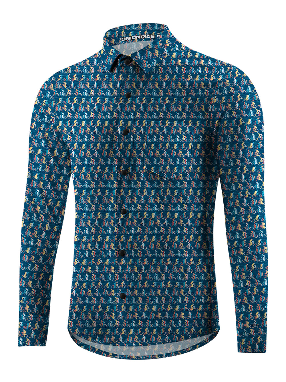 Orionride Colorful Cyclists Men's Stretchy Breathable Long Sleeve Gravel Shirt